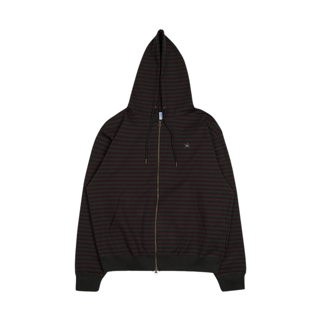 - The Coldest Moment Stripe Hooded Zip-Up Charcoal Burgundy