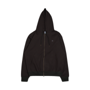 The Coldest Moment Stripe Hooded Zip-Up Charcoal Burgundy
