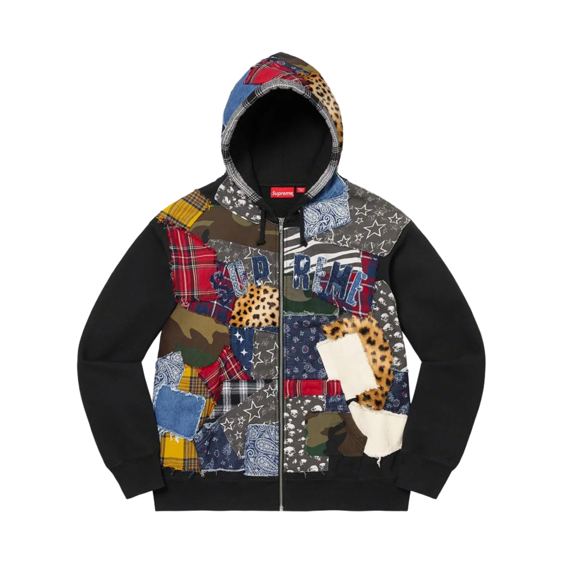 슈프림 패치워크 집업 후드 스웨트셔츠 블랙 - 22FW(Supreme Patchwork Zip Up Hooded Sweatshirt Black - 22FW) - 2