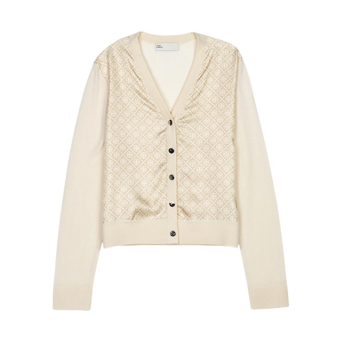 169569-960 (W) Tory Burch Cropped Cardigan Beige