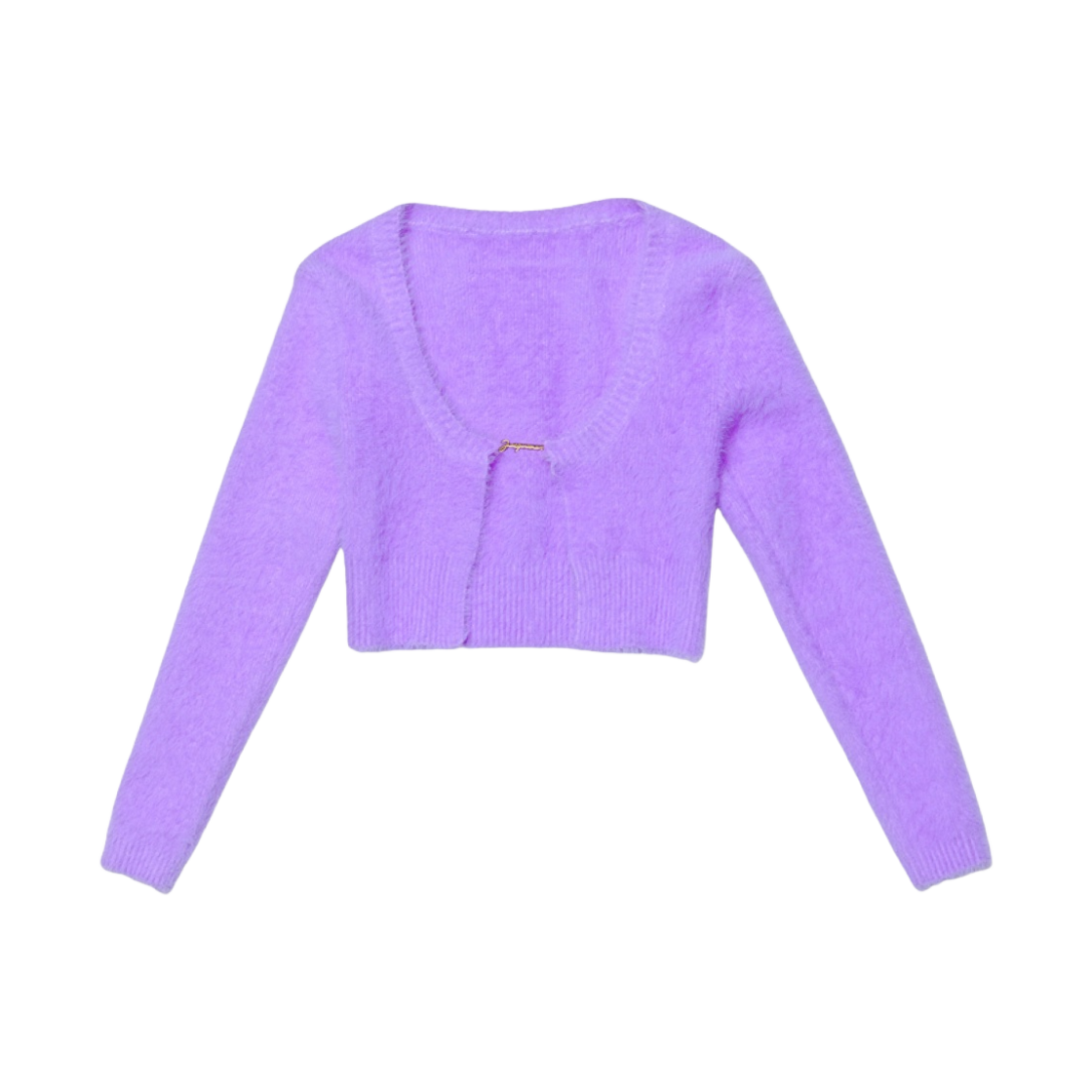 (W) 자크뮈스 라 마이유 네브 멘체스 롱구에스 플러피 참 로고 롱 슬리브 가디건 퍼플