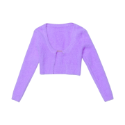 (W) Jacquemus La Maille Neve Manches Longues Fluffy Charm Logo Long Sleeve Cardigan Purple