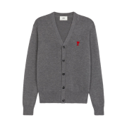 AMI de Coeur Wool Cardigan Heather Grey - 21FW