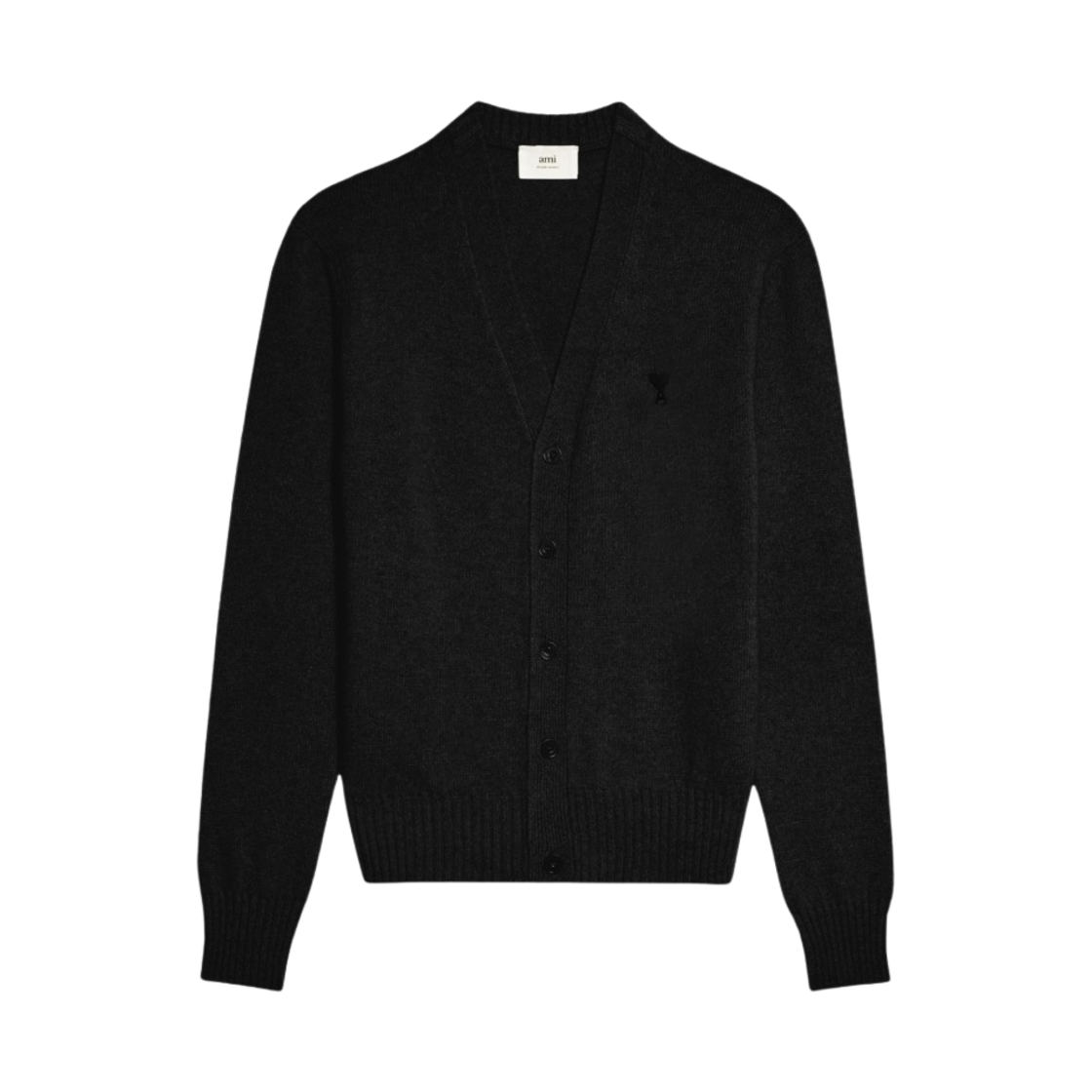 아미 스몰 하트 로고 자수 가디건 블랙(AMI de Coeur Embroidery Cardigan Black)