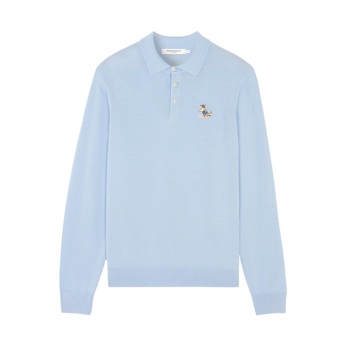 메종 키츠네 드레스드 폭스 패치 레귤러 폴로 점퍼 페일 블루(Maison Kitsune Dressed Fox Patch Regular Polo Jumper Pale Blue) - 1