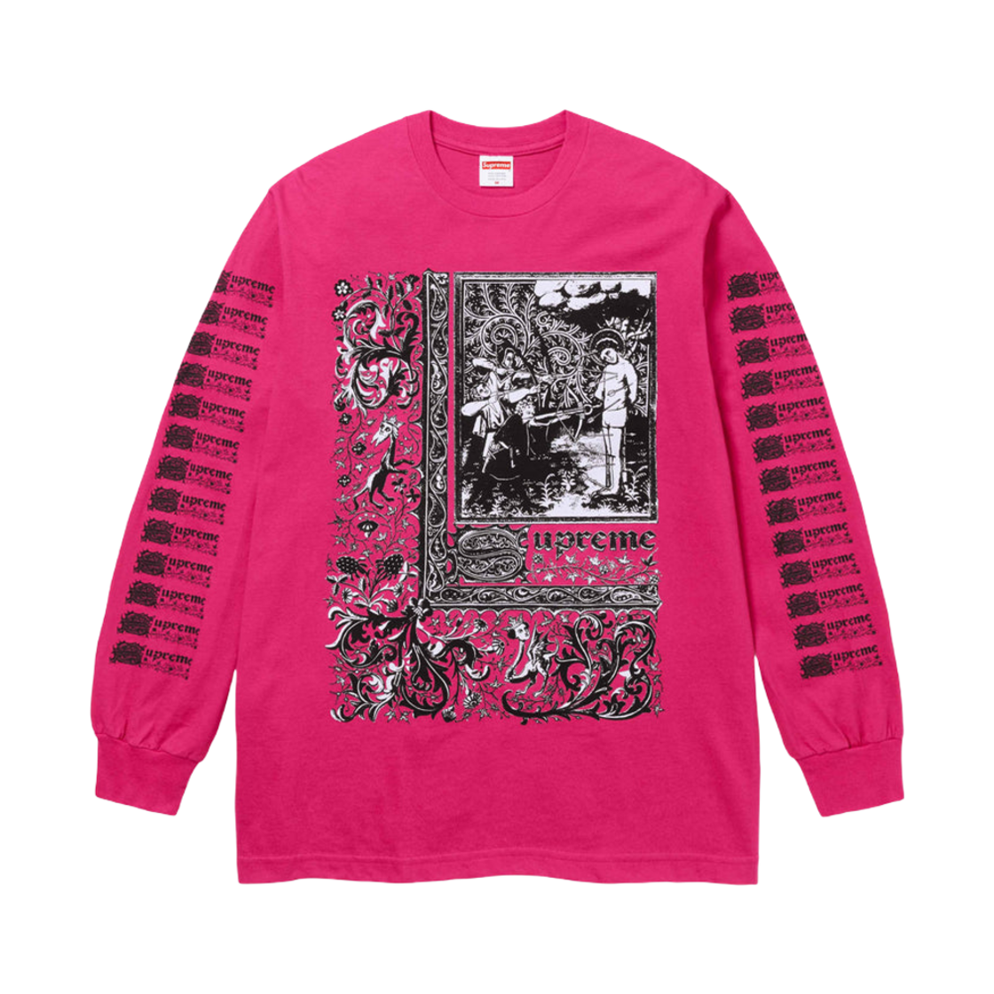 슈프림 세인트 세바스찬 롱슬리브 티셔츠 핑크 - 24SS