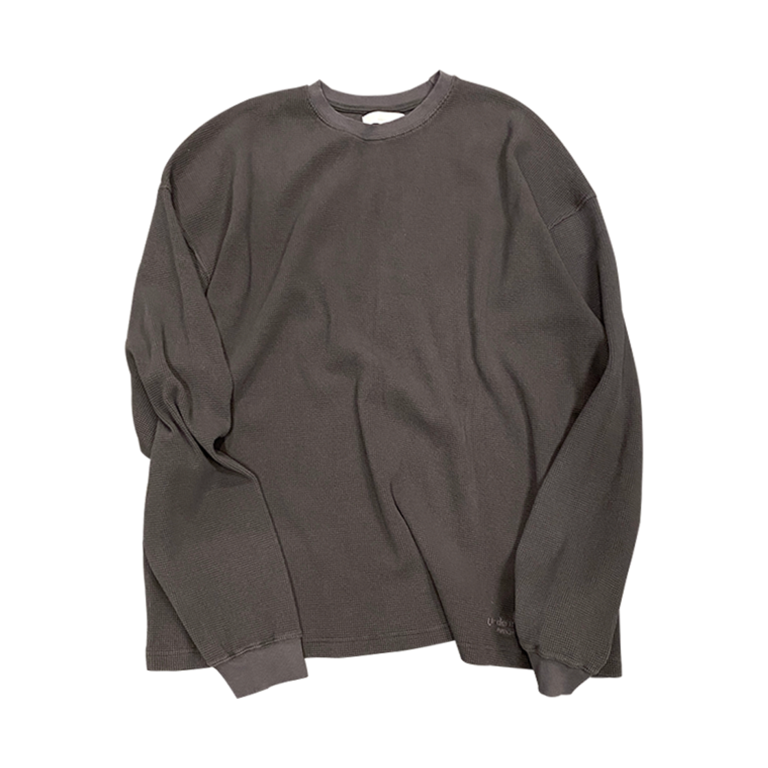 언더마이카 무.76 안티 Fxxking 로고 플레이 빈티지 써멀 롱슬리브 차콜(Undermycar Mu.76 Anti Fxxking Logo Play Vintage Thermal Long Sleeve Charcoal)