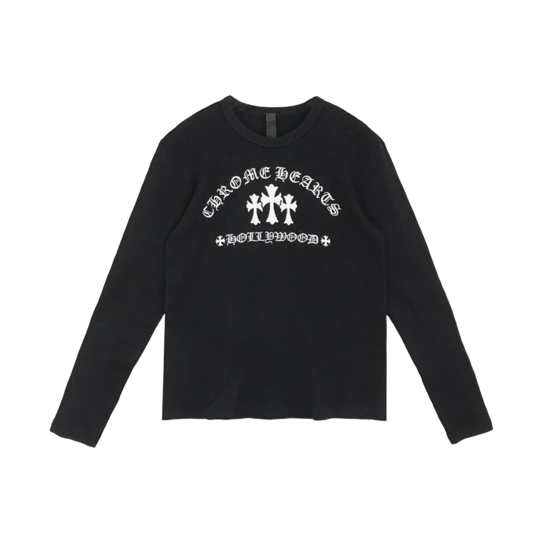 크롬하츠 트리플 크로스 헐리우드 스크립트 로고 롱슬리브 티셔츠 블랙