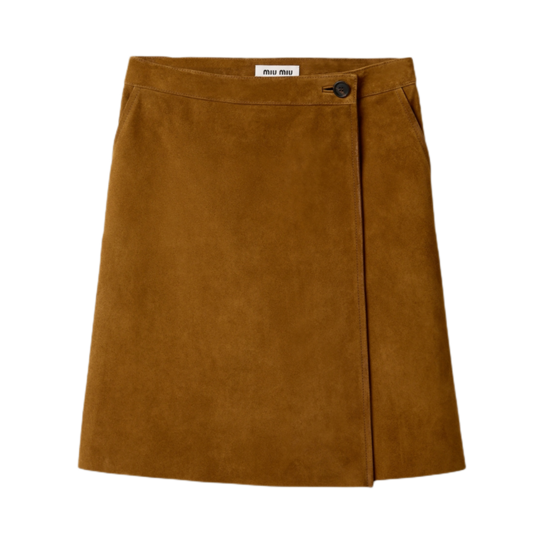 MPD803-1421-F0393 Miu Miu Suede Wraparound Skirt Olive Green