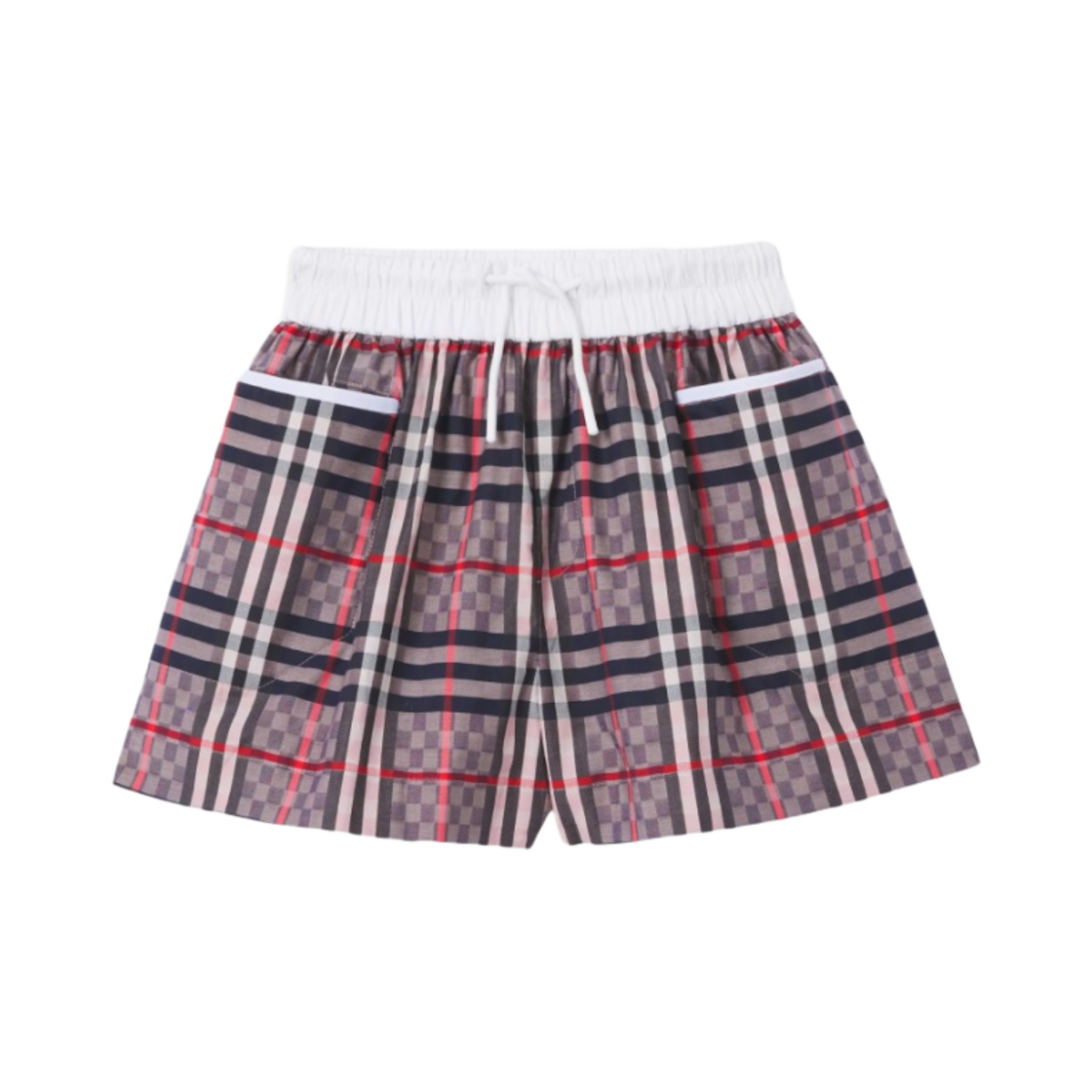 8048194 (Kids) Burberry Chequerboard Stretch Cotton Jacquard Shorts Pale Rose