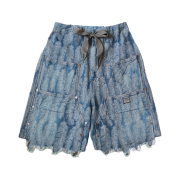 Kapital 12 oz. Magpie Denim W Knee Easy Shorts Light Indigo