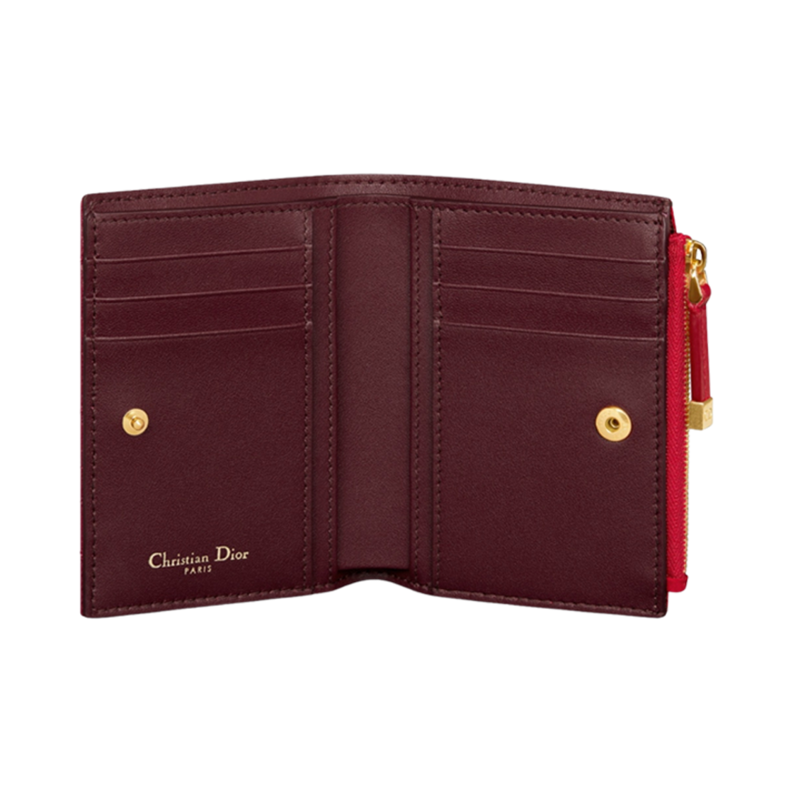 디올 카로 달리아 지갑 투 톤 가넷 레드 버건디 서플(Dior Caro Dahlia Wallet Two Tone Garnet Red Burgundy Supple) - 3