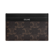 Celine Medium Card Holder in Triomphe Canvas and Calfskin Black
