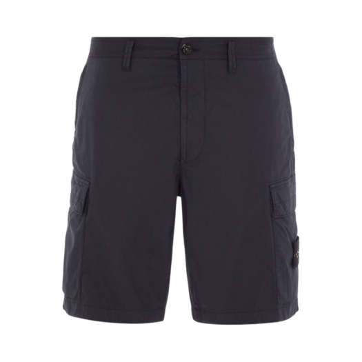 Stone Island L0803 Stretch Cotton Canvas Garment Dyed Cargo Bermuda Shorts Navy Blue - 23SS