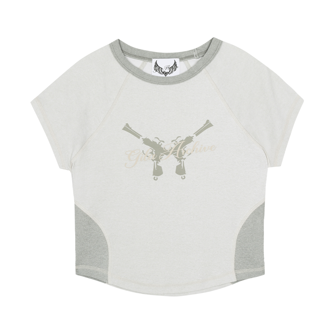 GL25SUTP04GY Gila Archive Pistol Reglan Crop T-Shirts Grey