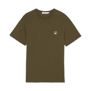 Maison Kitsune Grey Fox Head Patch Classic T-Shirt Khaki Grey
