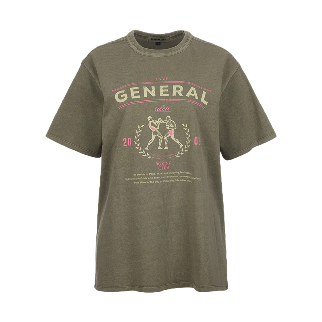제너럴아이디어 유니섹스 피그먼트 복싱 반팔티 카키