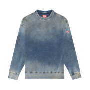 Diesel D-Krib-Ne Vintage-look Track Denim Sweatshirt Medium Blue