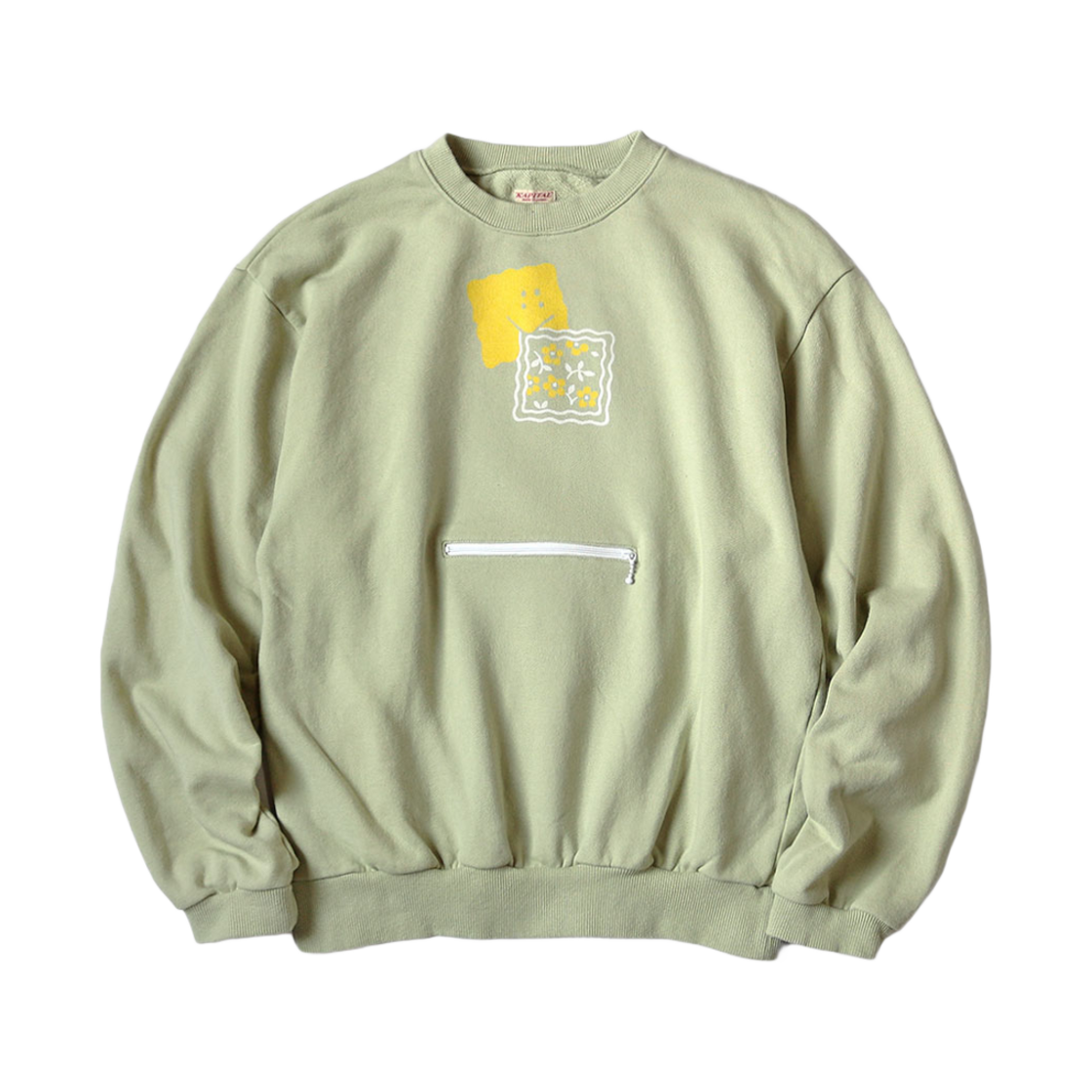 K2308LC011 Kapital 30 Fleece Cookie Pocket Crew Sweatshirt Mint