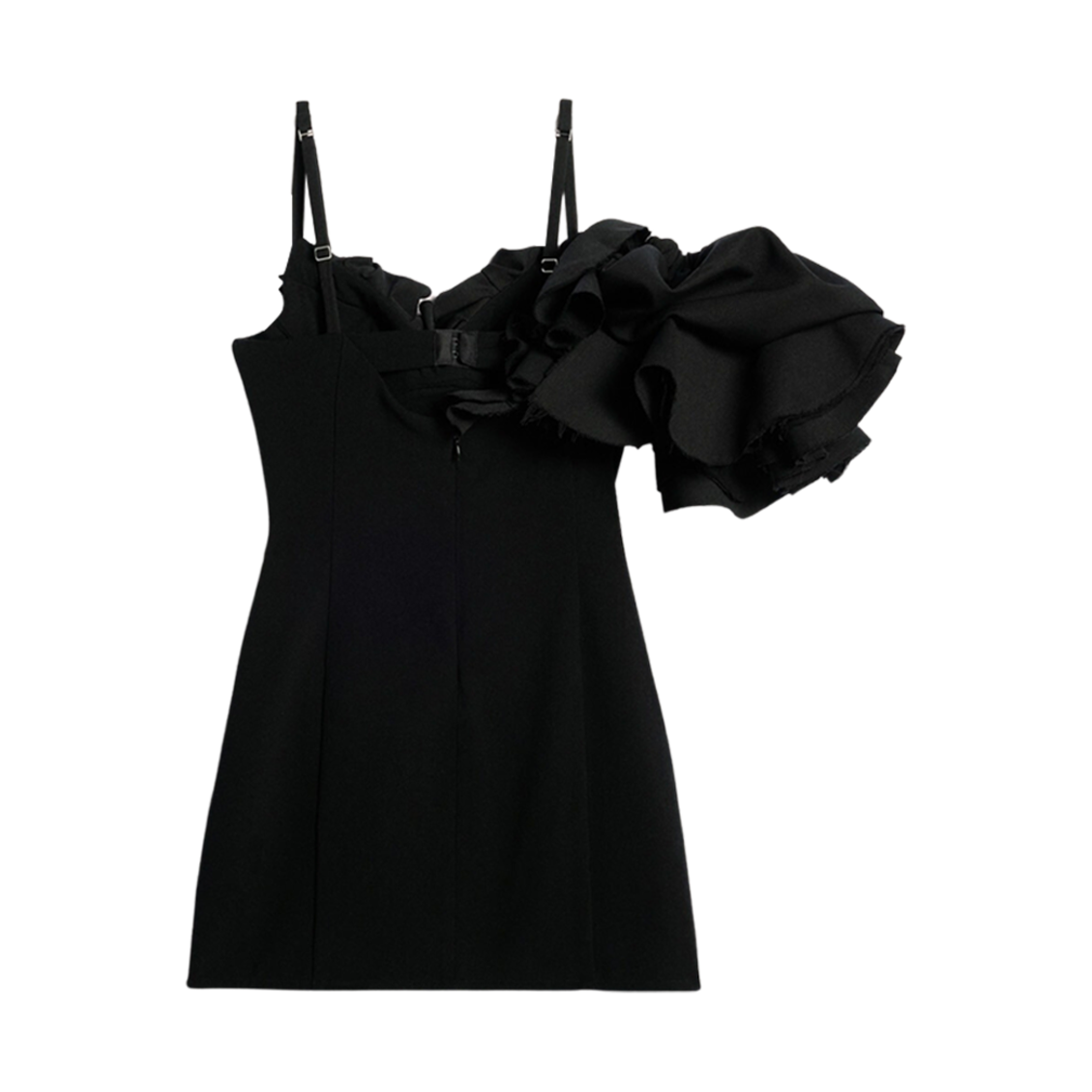 (W) 자크뮈스 라 로브 두나 러플 미니 드레스 블랙((W) Jacquemus La Robe Duna Ruffled Mini Dress Black) - 2