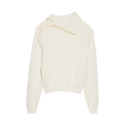 Jacquemus La Maille Vega Asymmetric Mock-Neck Sweater Off White