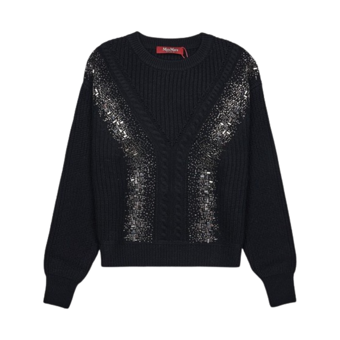 LESSY-002 (W) Max Mara Studio Lessy Rib Wool Knit Black