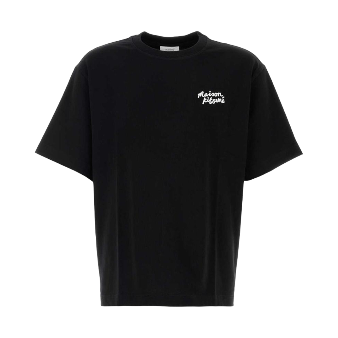 OM00123KJ0119-O197 Maison Kitsune Handwriting Embroidery Oversize T-Shirt Black White