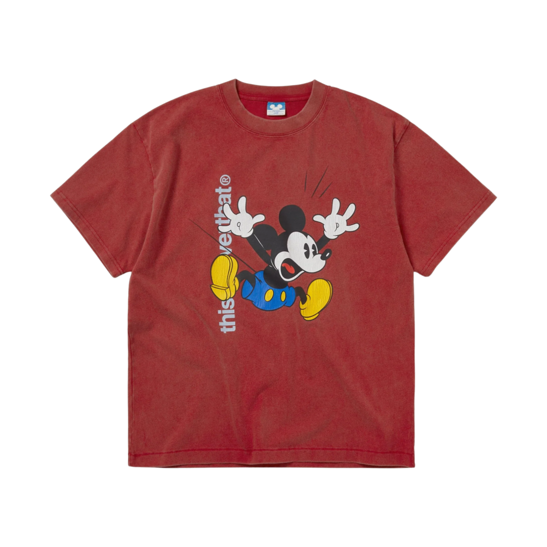 디스이즈네버댓 x 디즈니 미키 점핑 티셔츠 레드(Thisisneverthat x Disney Mickey Jumping T-Shirt Red)