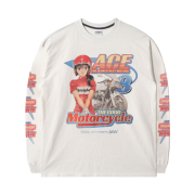 QT8 GARMENTS TL Ace Motors Vintage Washed Long Sleeve Ecru