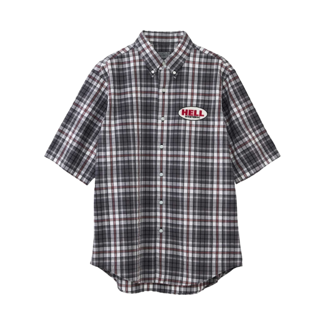 히스테릭 글래머 히스테릭 헬 자수 버튼 다운 셔츠 차콜 그레이(Hysteric Glamour Hysteric Hell Embroidered Button Down Shirt Charcoal Gray) - 1
