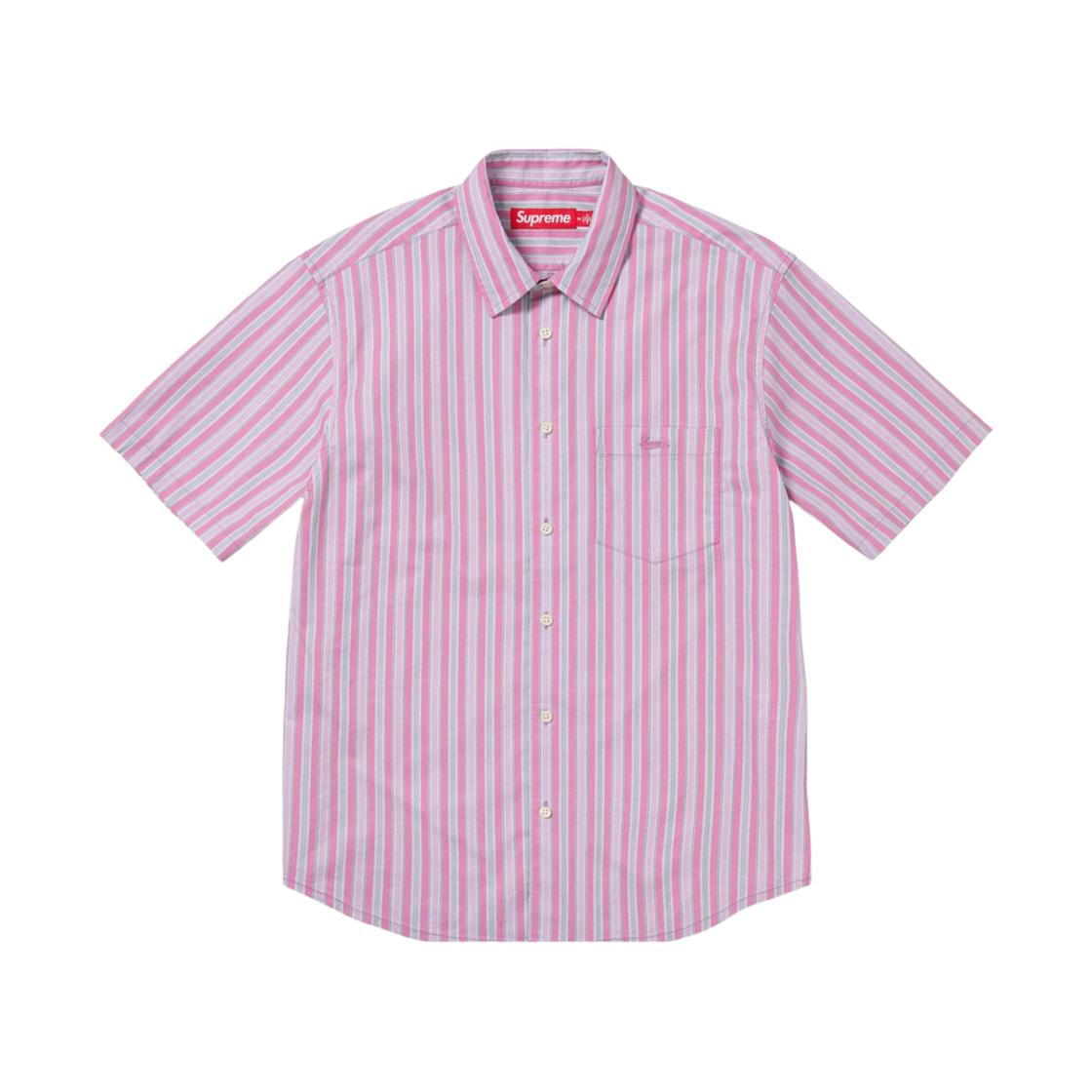 슈프림 루즈 핏 멀티 스트라이프 숏슬리브 셔츠 핑크 - 24SS
