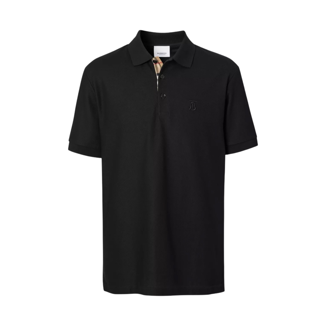 버버리 모노그램 모티프 코튼 피케 폴로 셔츠 블랙(Burberry Monogram Motif Cotton Pique Polo Shirt Black)