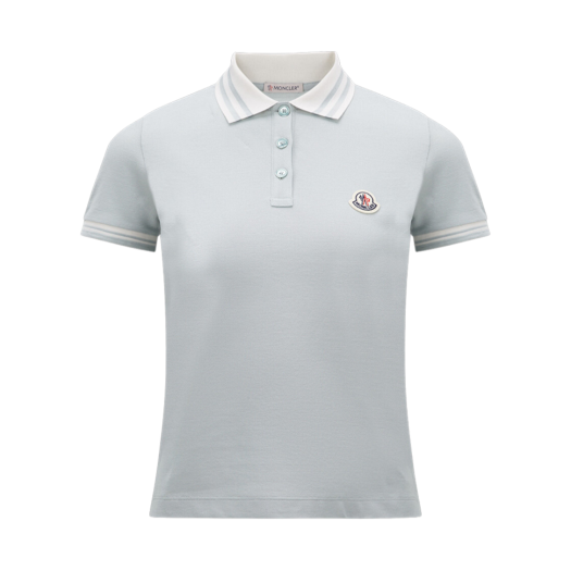 (W) Moncler Logo Patch Polo Shirt Aqua Green - 23SS