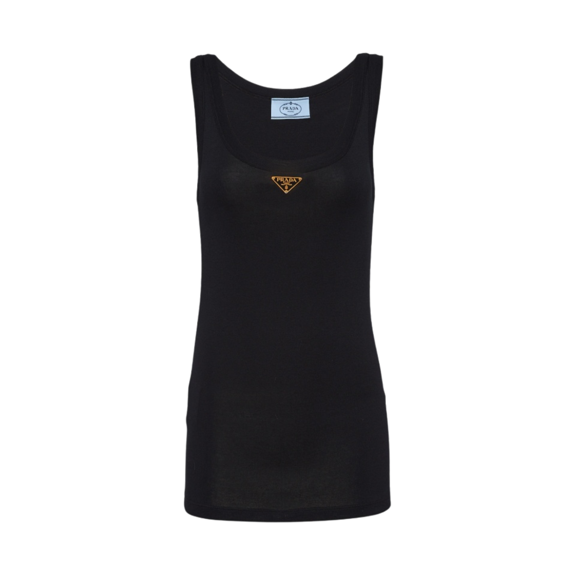 (W) 프라다 립 니트 저지 탱크탑 블랙((W) Prada Ribbed Knit Jersey Tank Top Black) - 1
