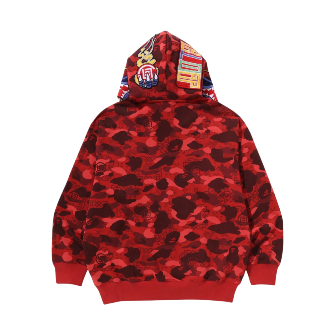 베이프 x 클랏 카모 샤크 릴렉스드 핏 풀 집 후드 레드(BAPE x Clot Camo Shark Relaxed Fit Full Zip Hoodie Red) - 3