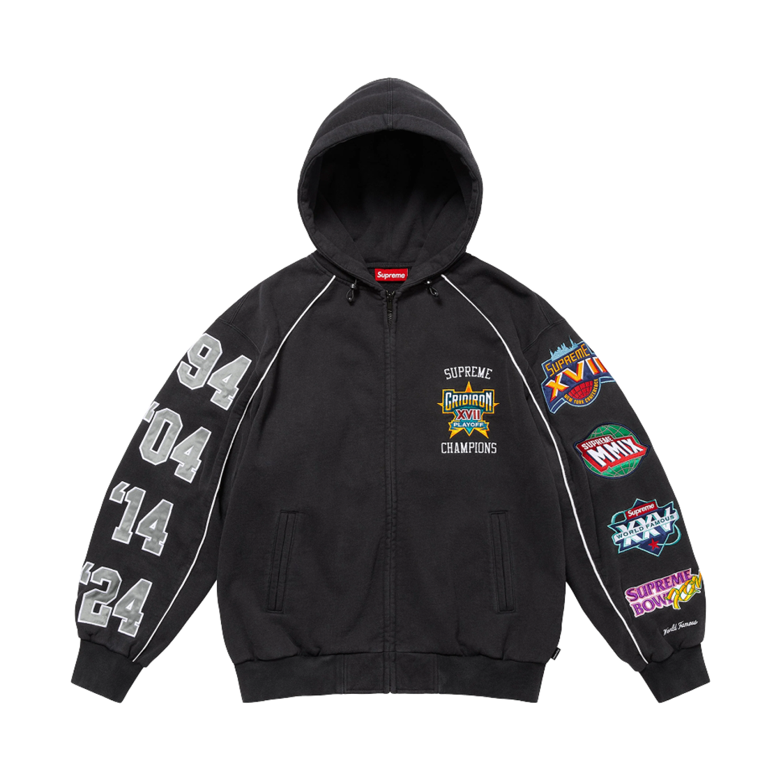 슈프림 플레이오프 집업 후드 스웨트셔츠 블랙 - 25SS(Supreme Playoffs Zip Up Hooded Sweatshirt Black - 25SS) - 2