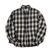 Undermycar Mu.71 Anti Fxxking Logo Play Basic Long Sleeve Flannel Shirts White Navy