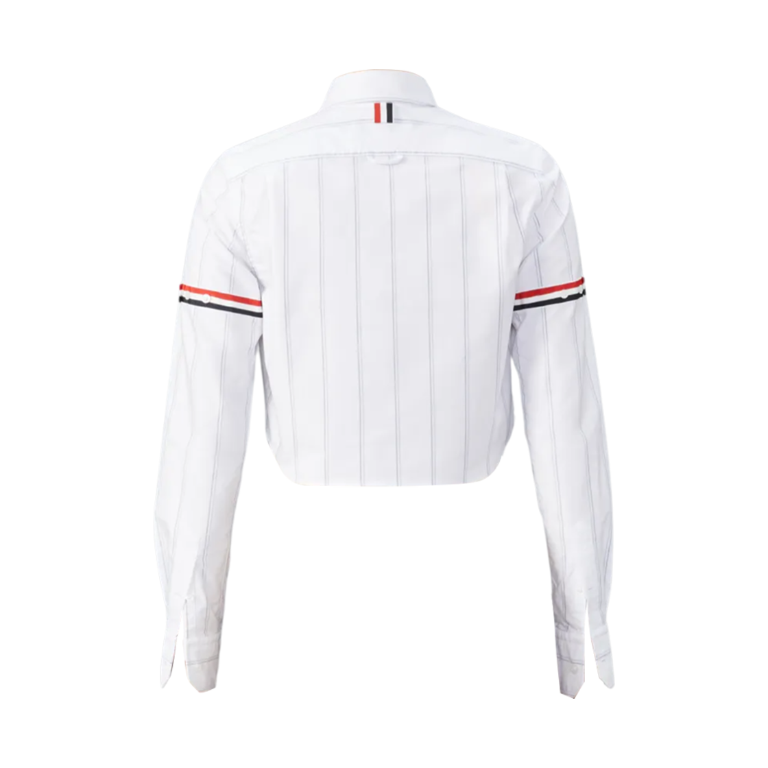 (W) 톰브라운 스트라이프 옥스포드 암밴드 크롭 셔츠 화이트((W) Thom Browne Stripe Oxford Armband Cropped Shirt White) - 2