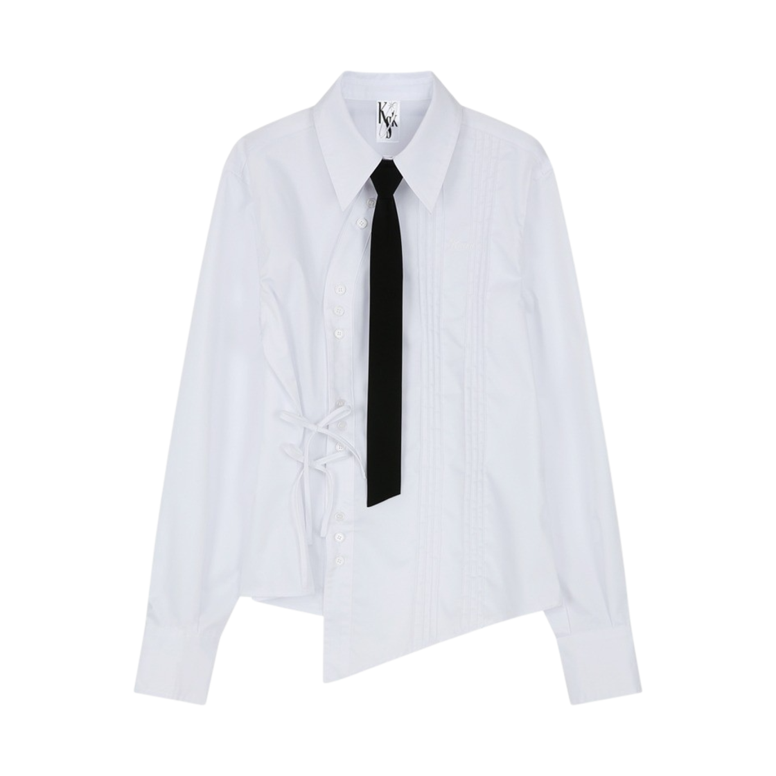 카시코 핀턱 프레피 셔츠 타이 세트