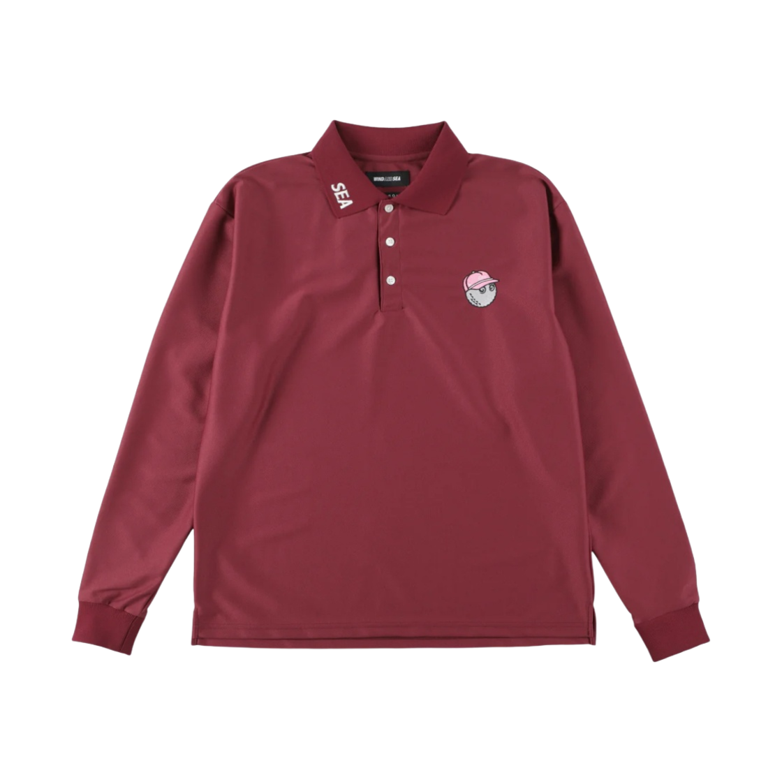 말본 골프 x WDS 롱 슬리브 폴로 셔츠 버건디(Malbon Golf x WDS Long Sleeve Polo Shirt Burgundy)