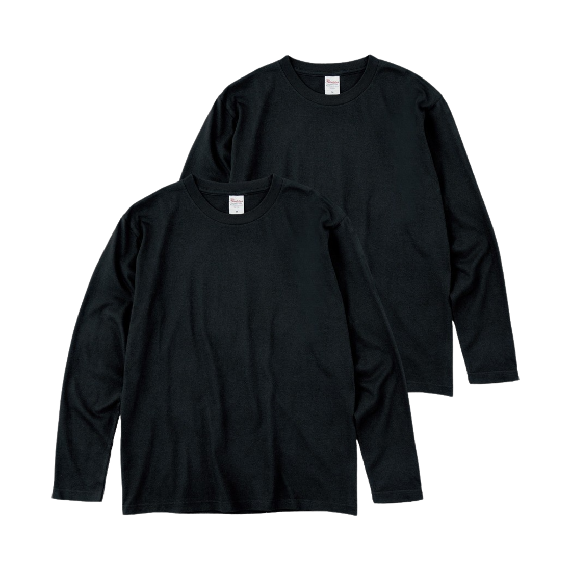 프린트스타 베이직 라운드 롱슬리브 티셔츠 블랙 (2팩)