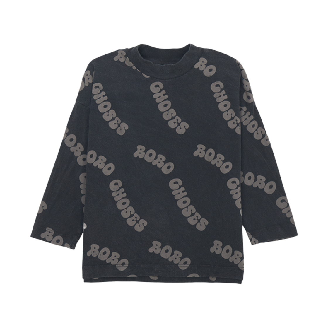 (키즈) 보보쇼즈 웨이비 올 오버 티셔츠 차콜((Kids) Bobo Choses Wavy All Over T-Shirt Charcoal) - 1
