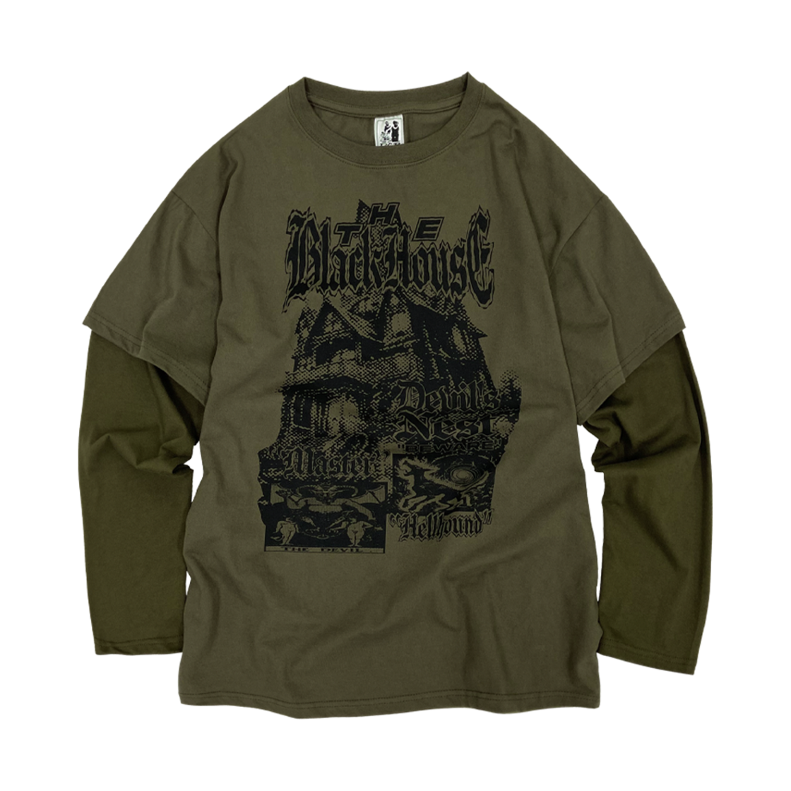 디파이클럽로버스 블랙하우스 레이어드 롱슬리브 티셔츠(DEFYCLUBROBBERS Black House Layered LS T-Shirt)