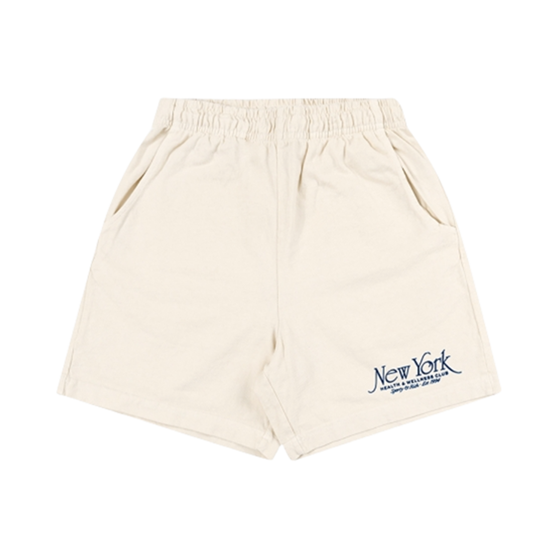 (W) 스포티 앤 리치 NY 94 코튼 쇼츠 크림 네이비((W) Sporty & Rich NY 94 Cotton Shorts Cream Navy)