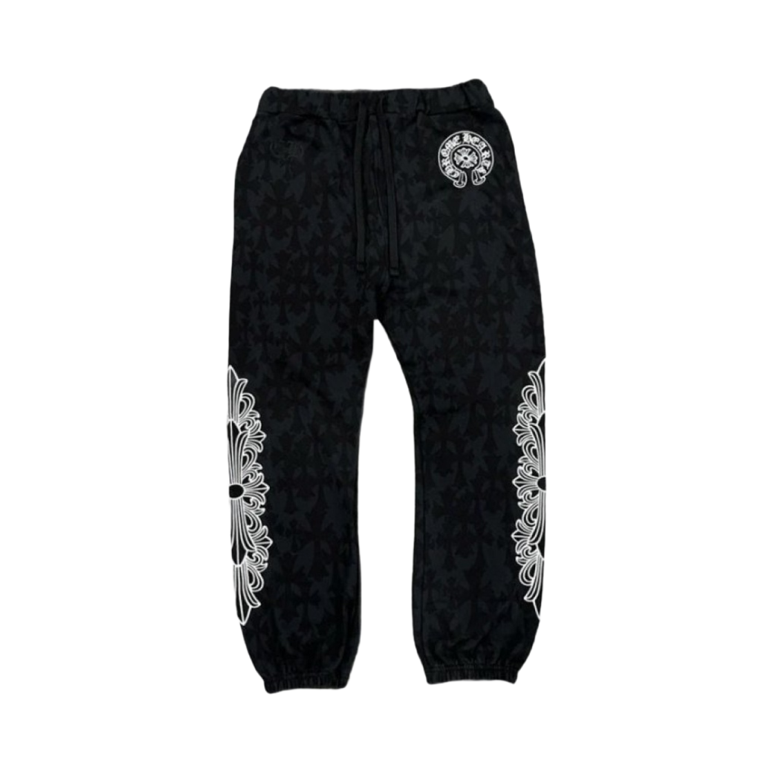 크롬하츠 세메터리 크로스 올 오버 프린트 스웨트팬츠 블랙(Chrome Hearts Cemetery Cross All Over Print Sweatpants Black)