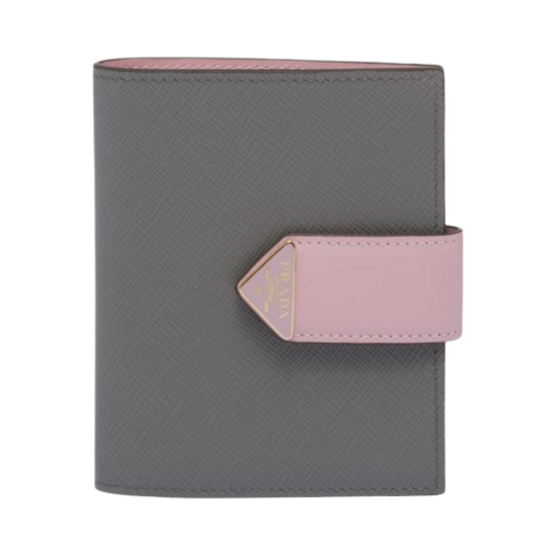 프라다 사피아노 스몰 스무스 사피아노 레더 반지갑 슬레이트 그레이 앨러배스터 핑크(Prada Small Smooth and Saffiano Leather Wallet Slate Gray Alabaster Pink) - 1