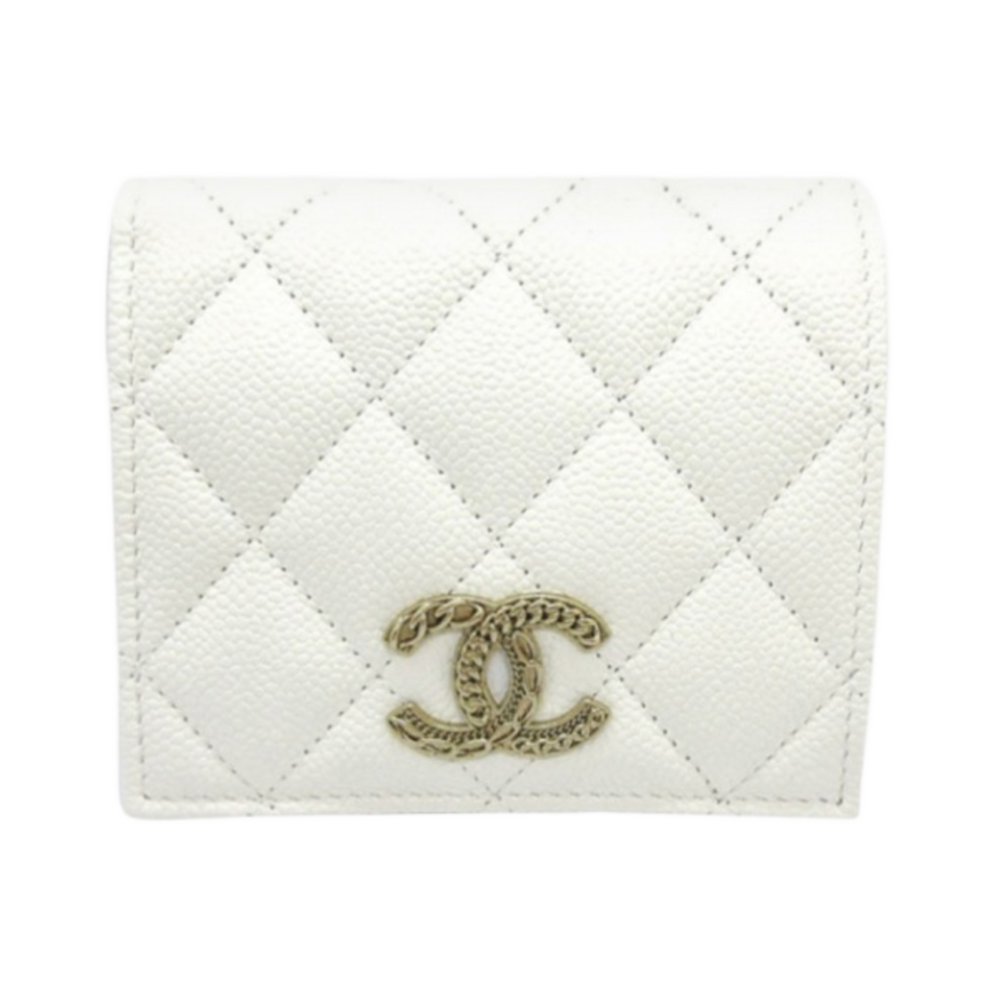 샤넬 스몰 플랩 지갑 그레인드 카프스킨 & 골드 메탈 화이트(Chanel Small Flap Wallet Grained Calfskin & Gold White) - 1