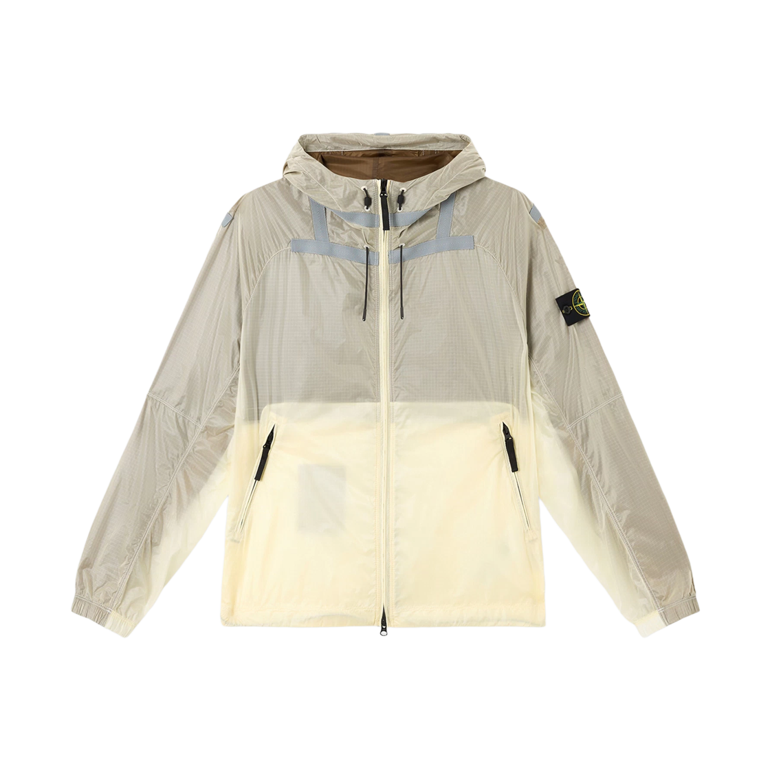 스톤 아일랜드 Q100008 립스탑 라이트 HT 나일론 라이트 후드 자켓 안티 드롭 앤 리플렉티브 디테일 아이보리 - 25FW(Stone Island Q100008 Ripstop Light HT Nylon Light Hooded Jacket with Anti Drop and Reflective Details Ivory - 25FW) - 1
