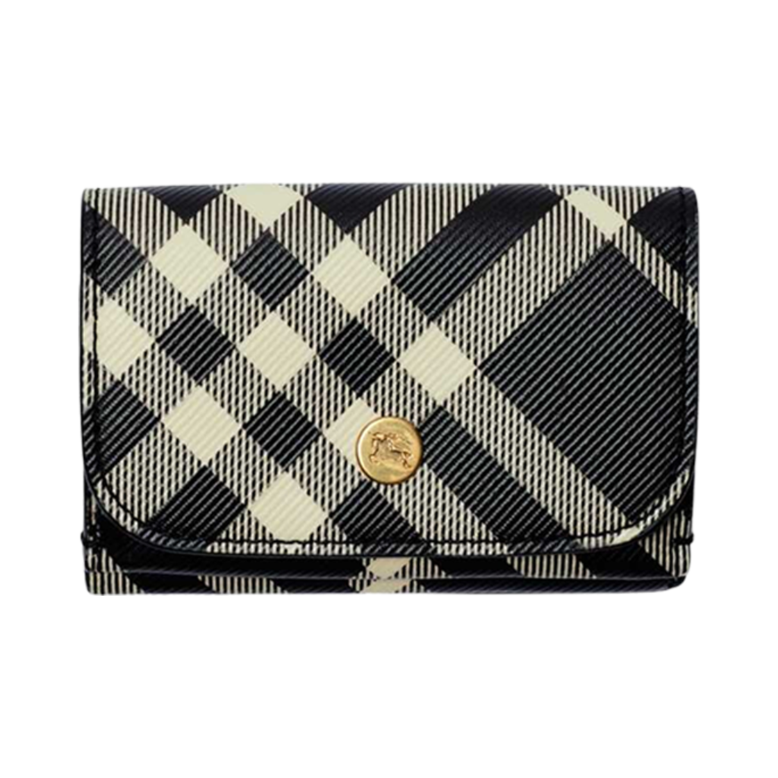 8095292 Burberry Check Compact Wallet Black Calico