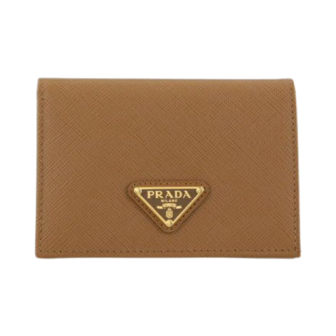 1MV021-QHH-F03BH Prada Saffiano Triangle Logo Wallet Caramel